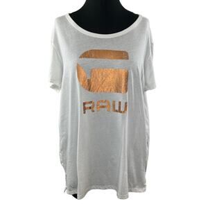 G-STAR RAW White Short Sleeve Foil Graphic Logo Short Sleeve T-Shirt XXL NEW